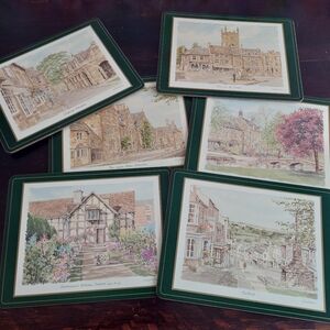 6 Pimpernel English Historic Locations Placemat Set 12x9 Inch Table Mats England
